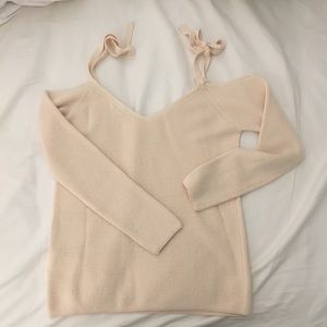 Pastel Pink Zeeva Cold Shoulder Wool Sweater